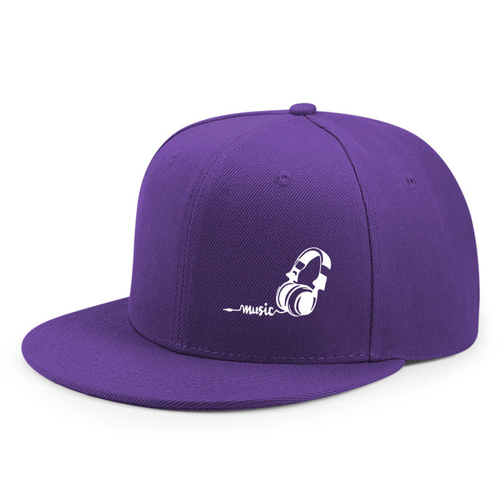 Gorra de béisbol plana 2D con temática urbana, gorra de borde plano moderno ideal para actividades al aire libre