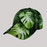 Gorra de béisbol estilo callejero CUTEHSJ con hoja de Monstera verde - Cierre ajustable con hebilla ligera, tejido de poliéster, ideal para playa, actividades al aire libre, pesca y vacaciones, accesorio de vacaciones | Diseño vibrante de gorra | Gorra li
