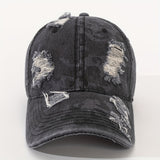 1 gorra de béisbol para hombre con estilo desgastado, camuflaje, estampado de vaca y manchas de leopardo - Gorra ligera de estilo urbano, estilo deshilachado para looks casuales, escuela, citas - Textura lavada (tejido sin elasticidad) - Ideal para la vue