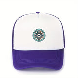 1 gorra de béisbol con nudo celta para hombres y mujeres - Gorra tipo trucker ajustable con patrón verde/blanco/rosa, trasera transpirable en malla, poliéster duradero - Unisex para festivales al aire libre, conciertos, pesca y estilo casual
