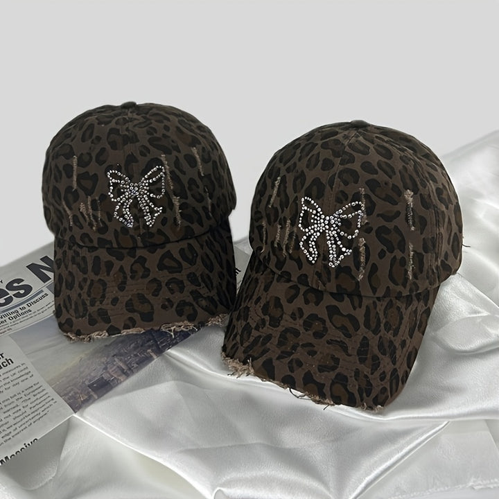 1pc Gorra de béisbol de estilo urbano para mujeres, gorra de poliéster ajustable con broche, con acentos de mariposa de rhinestones, para accesorio de moda primavera/verano