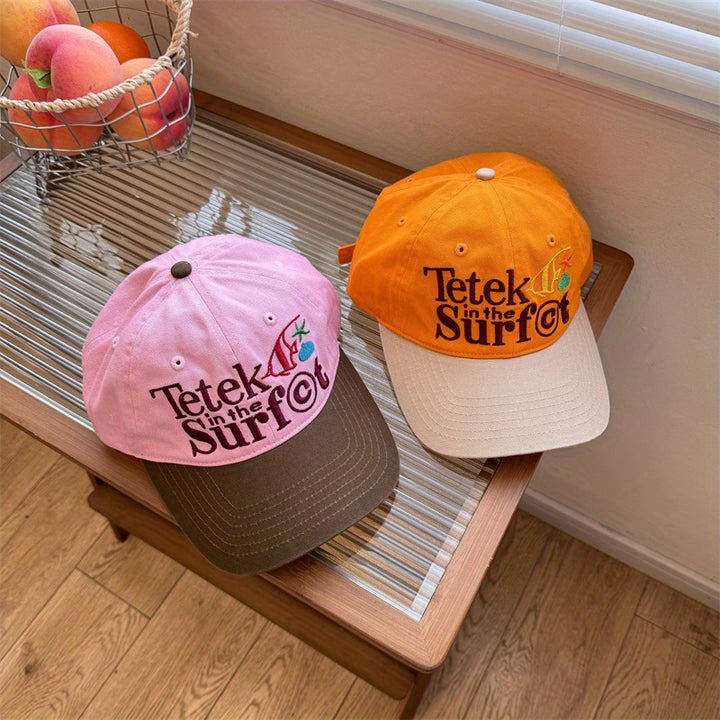 Gorra de Béisbol Ligera Ajustable para Mujeres - Diseño Bordado en Rosa Suave y Contraste, Sombrero Unisex Transpirable para Salidas Casuales & Playa, Moda Retro con Ajuste Cómodo, Accesorio de Playa, Bordados Divertidos, Costura Duradera, Prenda de Cabez