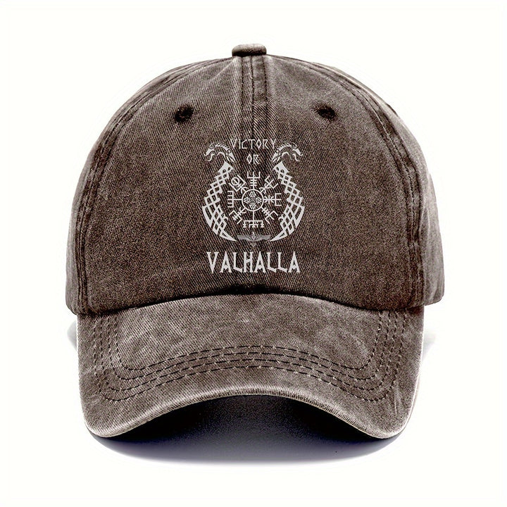1 gorra de béisbol de algodón estilo vikingo con correa ajustable, visera precurvada y estampado geométrico, gorra de camionero de moda lavable para uso casual y deportivo