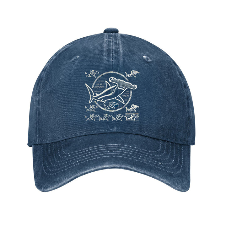 1pc Gorra de béisbol unisex de algodón con costura de tiburón martillo, visera curva ajustable, solo lavado a mano, tema deportivo, protección solar para actividades al aire libre, 100% algodón, una talla para todos