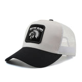 Gorra de béisbol ajustable de línea de sangre nativa americana - Espalda de malla transpirable, diseño de dibujos animados de hip hop, poliéster ligero, estilo casual para hombres y mujeres, sombrero de verano al aire libre, ropa de cabeza al aire libre |
