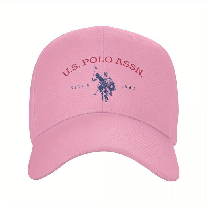 Gorra de béisbol ajustable U.S. Polo Assn. Since 1890, con protección solar, estilo deportivo clásico, 1 unidad en poliéster blanco con estampado rojo y azul, ideal para actividades al aire libre, regalo perfecto para hombres y mujeres