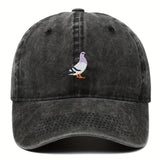 Gorra de béisbol unisex con bordado de paloma - Gorra de papá desgastada negra para mujeres y hombres - Gorra solar ajustable y transpirable