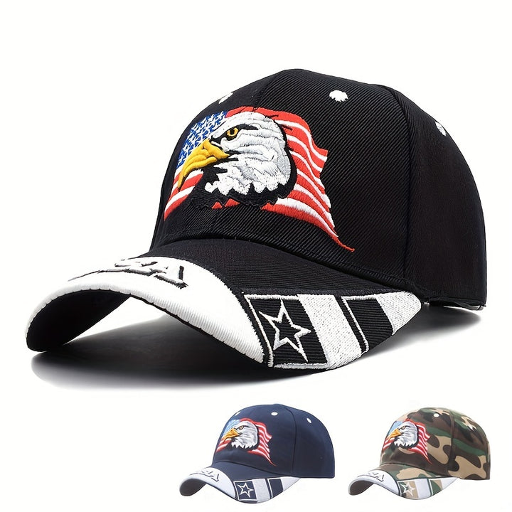Gorra de Béisbol Bordada con Águila Patriótica y Bandera Americana - Gorra Snapback Ajustable para Protección Solar en Deportes al Aire Libre, Uso Casual (/Blanco/Azul/Verde), Gorra de Béisbol Duradera