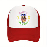 Gorra de Papá Anita Max Wynn - Snapback Ajustable, Gorra de Béisbol de Malla Transpirable con Visera Rosa y Diseño de Personaje de Dibujos Animados, Lavable a Máquina