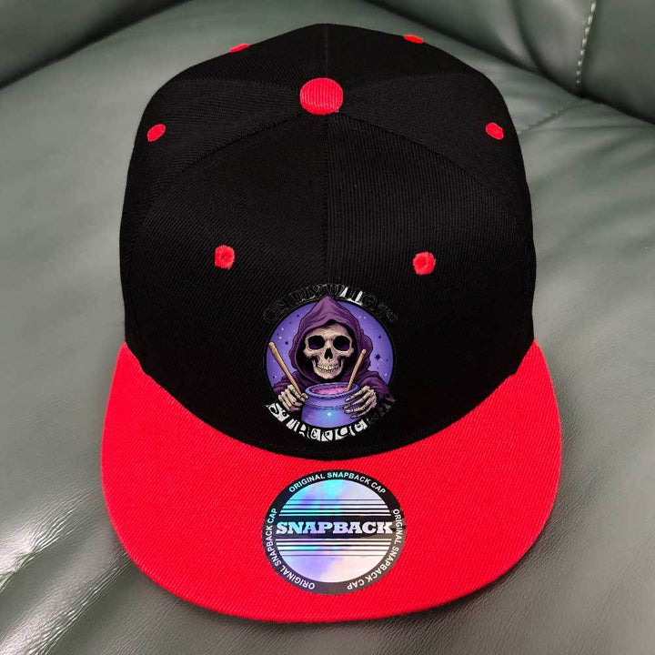 Gorra Snapback Ajustable con Estampado de Calavera Morada y Diseño Cósmico - Ligera 100% Poliéster para Actividades al Aire Libre, Senderismo, Camping - Ideal para Pascua, Ramadán, Regalos del Día del Padre, Sombrero Casual Temático, Accesorio Duradero