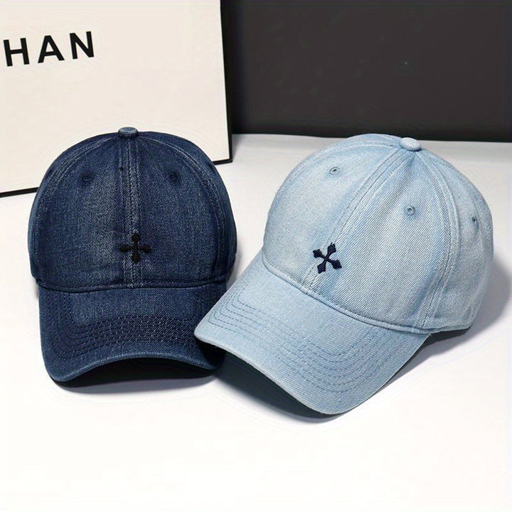 Gorra de Béisbol Estilo Coreano para Mujer - Ajustable con Cierre Snapback, Transpirable y Sin Elasticidad, Ideal para Looks Diarios y Navideños (Estilo Denim, Gorra Duckbill), Accesorio Casual Inspirado en Mezclilla, Detalles Bordados