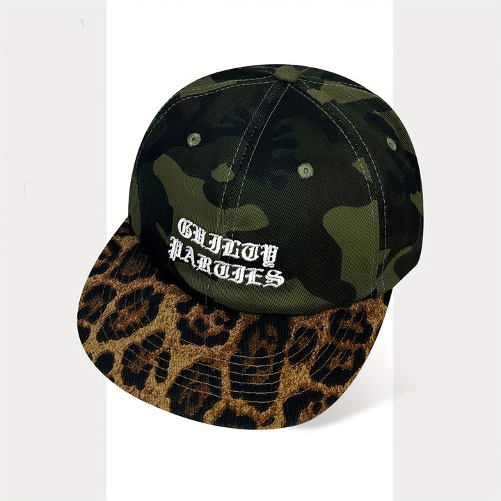 Gorra de béisbol unisex retro con estampado de camuflaje y leopardo - Snapback ajustable, poliéster ligero, con diseño de camuflaje verde, gorra casual de streetwear para hombres y mujeres, gorro casual | Gorra retro de camuflaje | Snapback ajustable