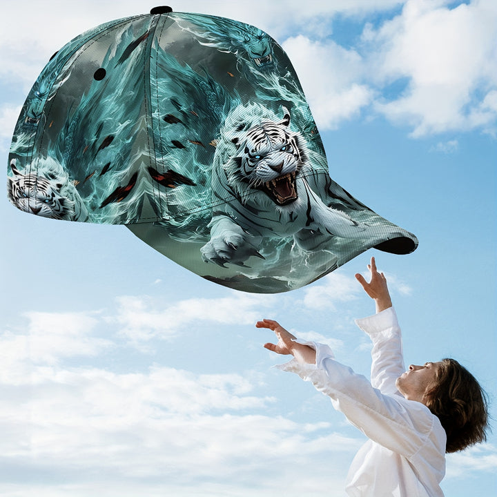 1 gorra de béisbol unisex con diseño único de tigre y dragón, estilo anime, 100% poliéster, para deportes y actividades al aire libre, con visera curva, ideal como regalo