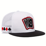 Gorra Snapback de Moda con Diseño de Cartas de Juego - Malla Transpirable, Protección Solar, Ligera para el Verano. Tejido de Tela