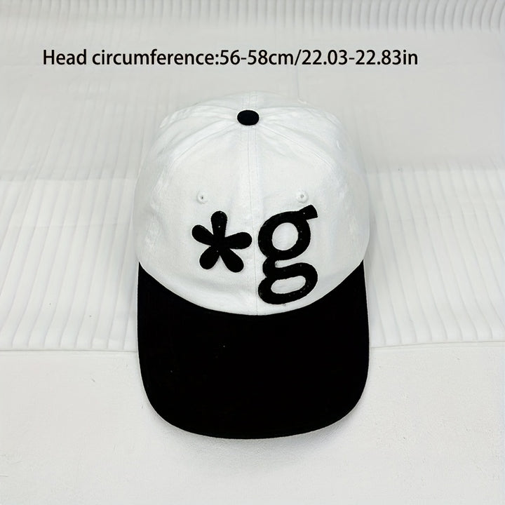 Gorra de béisbol con flor bordada, parte superior suave, diseño que adelgaza la cara para hombres y mujeres, colección de primavera y verano, negro y blanco, ajuste ajustable, gorra de béisbol
