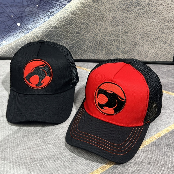2 gorras de béisbol unisex, gorra de malla transpirable ajustable con gato relámpago bordado, tela acrílica 100% no elástica, recubierta en PVC, livianas para deportes al aire libre y uso diario, ideal para regalos de San Valentín, Carnaval y Festival de