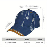 1pc Gorra de Béisbol con Estampado 2D Rhinestone Drizzle Glam - Poliéster Ajustable Snapback, Diseño Vibrante Completo, Ideal para Deportes, Running al Aire Libre y Estilo Urbano