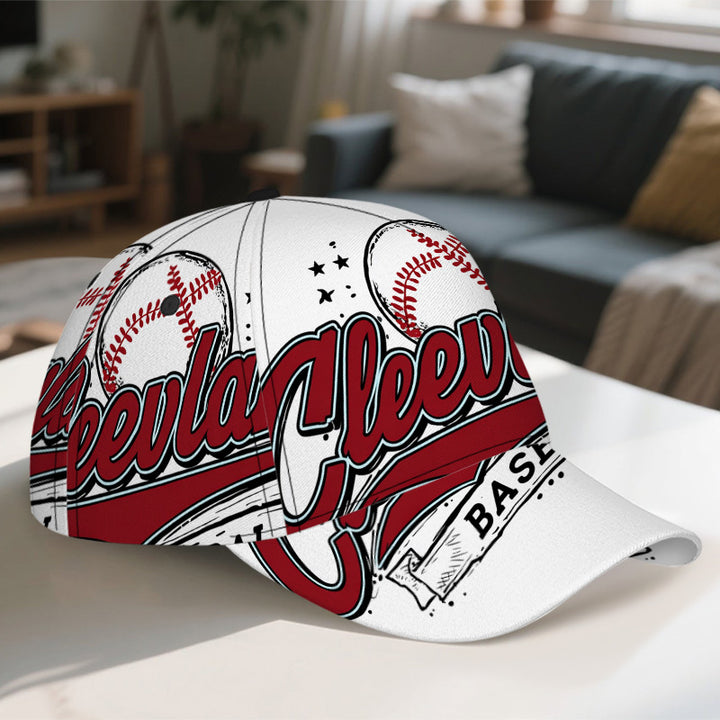 1pc Gorra de Béisbol Estampada 2D Cleveland Stars - Gorra Snapback de Poliéster Vibrante con Estampado Completo, Ligera y Ajustable, Ideal para Running y Moda Urbana