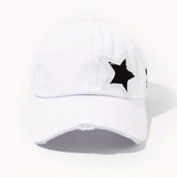 1 pieza, gorra de béisbol ajustable para mujer con doble estrella de cinco puntos bordada - Tejido transpirable, cierre de snapback, diseño blanco y negro para vacaciones al aire libre, uso casual y accesorios navideños, ropa de cabeza para vacaciones, eq