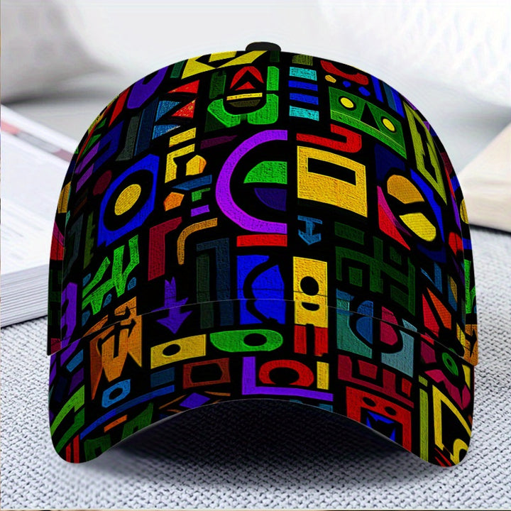 1 gorra de béisbol Snapback con estampado geométrico vibrante de Acción de Gracias 2D - Gorra de poliéster con impresión vibrante de cuerpo completo, ideal para deportes, running y moda casual urbana, Accesorio para Exteriores,Accesorios para la Cabeza de