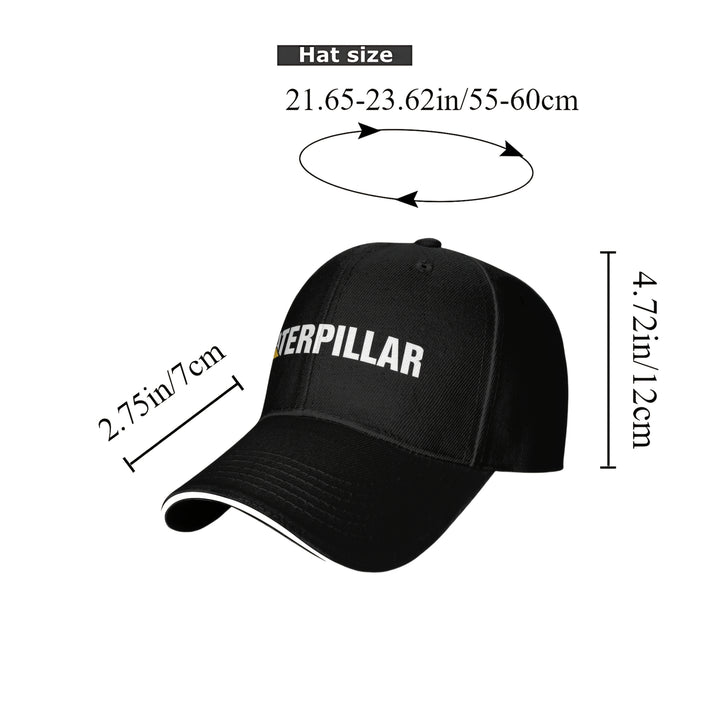 1 gorra de béisbol ajustable con estampado de CATERPILLAR para hombre y mujer, gorra tipo trucker transpirable, negra con logo blanco, ideal para actividades al aire libre, pesca y regalos