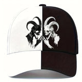 1pc Gorra Ajustable con Estampado de Cuerno y Toro Gótico Demonio Clave Helénica - Diseño Nudo Celta /Rojo, Unisex para Hombres en Moda Urbana Idealpara EventosGóticos, Heavy Metal & Celtas, Usual Todo el Año (Sin Elasticidad)