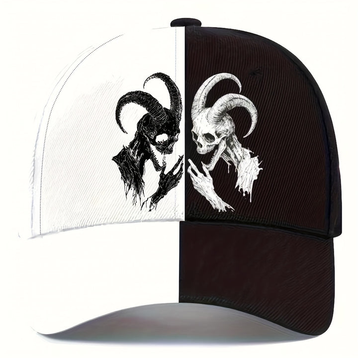 1pc Gorra Ajustable con Estampado de Cuerno y Toro Gótico Demonio Clave Helénica - Diseño Nudo Celta /Rojo, Unisex para Hombres en Moda Urbana Idealpara EventosGóticos, Heavy Metal & Celtas, Usual Todo el Año (Sin Elasticidad)