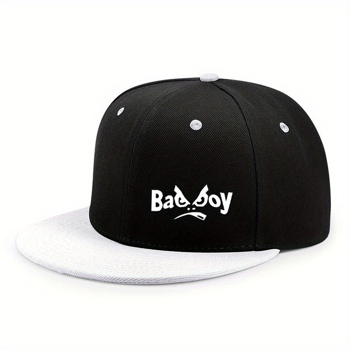 Gorra de béisbol con diseño gráfico malo - Gorra negra con diseño de personaje de dibujos animados blanco, ropa urbana unisex para hombres y mujeres, lavable a mano, ropa de cabeza para exteriores, letra oscura, gorro duradero.