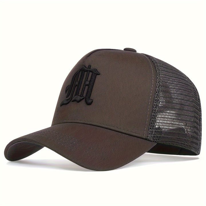 Gorras de béisbol para hombre, mezcla de acrílico, gorra transpirable de verano con malla, gorra de camionero ajustable con detalles bordados - No lavar, también para mujeres