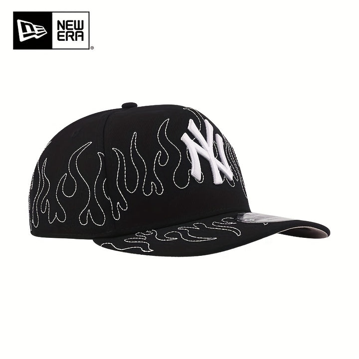 Gorra de béisbol New Era negra con visera curva y bordado NY - Snapback ajustable, poliéster ligero, diseño deportivo para hombres y mujeres, sombrero unisex para parejas, gorra de béisbol