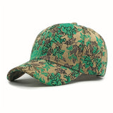 Gorra de Béisbol con Estampado Floral para Mujer 2025 - Sombrero Ajustable de Ala Ancha y Diseño Plegable para Primavera/Verano al Aire Libre, Beige/Azul//Verde, Tela No Elástica