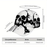 1 pieza Gorra Snapback Ajustable con Estampado de Calavera y Huesos Cruzados en Tinta Goteante 2D - Diseño Vibrante de Cuerpo Completo, Unisex para Streetwear, Deportes, Exteriores, Halloween, Navidad, Acción de Gracias - Gorra Gráfica con Icono Icónico d