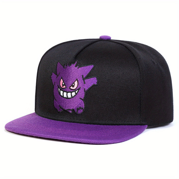 Gorra de béisbol bordada con dibujos animados para hombre - ajustable con cierre de clic, ligero poliéster, estilo casual de hip-hop con diseños vibrantes de personajes para viajes de primavera y otoño, fiestas en la playa y actividades al aire libre, acc