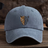 Gorra Trucker Grande para Mujeres y Hombres - Diseño de Cara de Guepardo con Estampado de Leopardo, Reducción de Cara, Transpirable en Azul//Blanco/Gris/Gris, Ajustable para Uso Casual, Oficina, Exterior - Ala Ancha (Unisex)