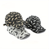 Gorra de béisbol ligera para mujer con diseño bordado de conejo - Snapback ajustable, negro y beige, cara pequeña - Adecuada para primavera/verano, ropa casual para la cabeza | Accesorio de cabeza elegante | Gorra ligera