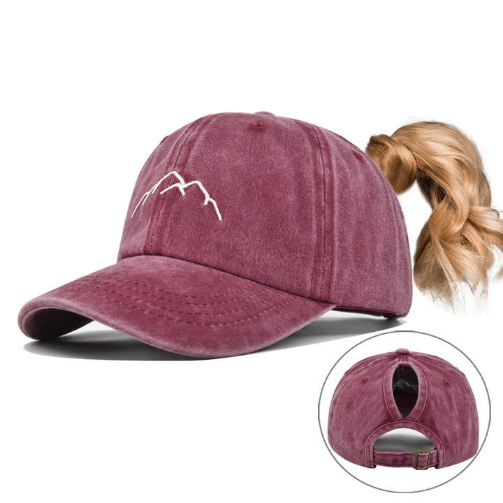 Gorra de Béisbol Ajustable con Bordado 3D para Mujer, Estilo Retro para Senderismo, Viajes y Atuendos Navideños - Gorra de Cola de Caballo para Uso Diario (No Elástica)