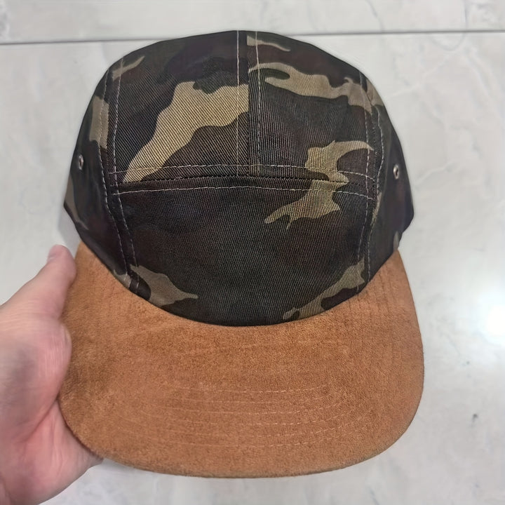 Gorra de Béisbol Estilo Retro Americana con Camuflaje y Visera Plana para Hombres y Mujeres, Gorra de Pato para Exteriores al Aire Libre, Hip Hop y Skateboard, Moderna con Gran Cinturón para la Cabeza