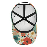 1 gorra ajustable de béisbol con estampado floral 2D de cuerpo completo - Diseño vibrante de flores y hojas, transpirable para deportes, running, gimnasio y actividades al aire libre - Estilo moderno para ropa casual urbana (Poliéster)