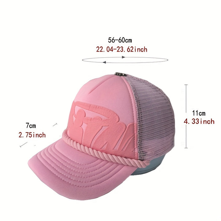 Gorra de béisbol ligera y ajustable con grafiti dibujado a mano y tema de películas - Espalda de malla transpirable, cierre de snapback, gorra de papá de ropa de calle hip hop para adolescentes, atuendos casuales, accesorio de moda, bordado de moda, eq...