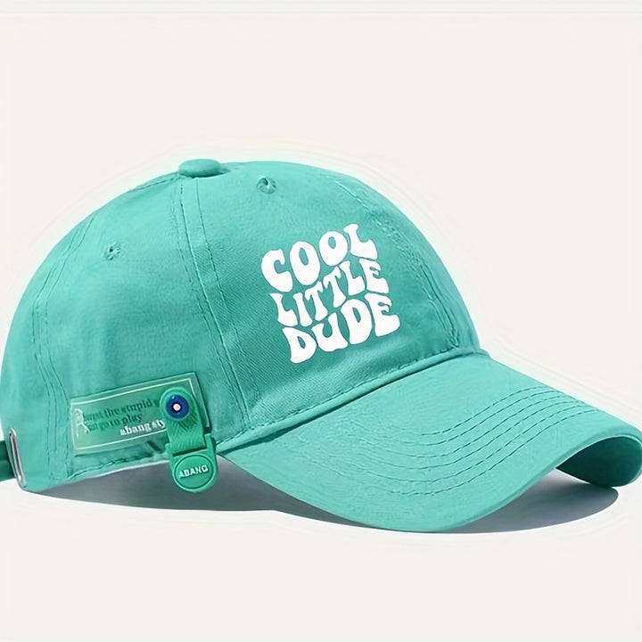 Gorra de béisbol negra con bordado 'COOL LITTLE DUDE' - Poliéster ligero, estilo casual, lavable a mano, tejido no elástico, ideal para hombres y mujeres, ropa de diario | Gorra de estilo casual | Sombrero ligero