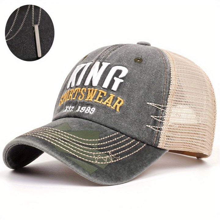 Conjunto de 2 piezas, sombrero + 'Lindos adornos' bordado, sombrero de papá viejo, gorras de béisbol retro para hombres y mujeres, sombrero de sol hip-hop, sombrero de red.