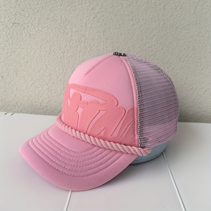 Gorra de béisbol ligera y ajustable con grafiti dibujado a mano y tema de películas - Espalda de malla transpirable, cierre de snapback, gorra de papá de ropa de calle hip hop para adolescentes, atuendos casuales, accesorio de moda, bordado de moda, eq...