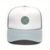 1 gorra de béisbol con nudo celta para hombres y mujeres - Gorra tipo trucker ajustable con patrón verde/blanco/rosa, trasera transpirable en malla, poliéster duradero - Unisex para festivales al aire libre, conciertos, pesca y estilo casual