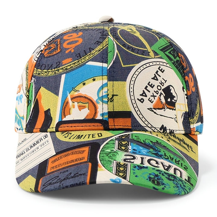 Gorra de Béisbol Unisex Ajustable y Plegable con Estampado de Paisaje Urbano y Graffiti - Sombrero Plegable para Todas las Estaciones para Hombres y Mujeres, Estilo Casual para Viajes al Aire Libre, Estilo Icónico (Lavable a Mano)