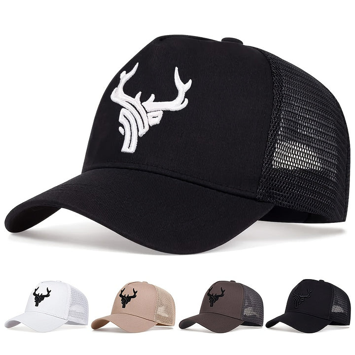 Gorra de Béisbol Ajustable para Hombre con Bordado de Asta - Malla Transpirable, Protección Solar para Actividades al Aire Libre y Viajes, Cinco Paneles, Vacaciones en la Playa