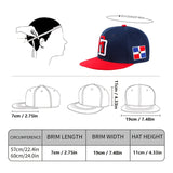 Gorra de béisbol de ala plana bordada con la bandera de la República Dominicana, apta para hombres y mujeres, talla ajustable, perfecta para usar todo el año, ideal para regalar.