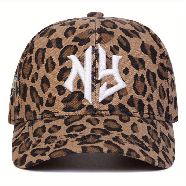 Gorra de béisbol con estampado de leopardo para mujer AR - Sombrero ajustable para protección solar en primavera y otoño, ideal para viajes, playa y fiestas, ropa casual para la cabeza | Gorra con estampado de leopardo | Poliéster tejido