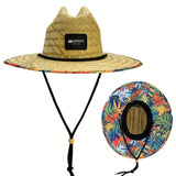 Sombrero de paja para mujer OIERNFE, ala ancha, transpirable y con protección, gorra para playa y deportes al aire libre, barbiquejo ajustable, estampados vibrantes, accesorio para campamento de verano | Sombrero de ala ancha | Gorra de protección solar