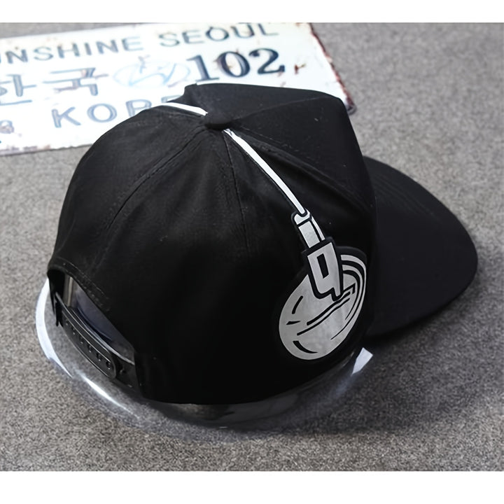 Tela. 1 gorra de béisbol hip hop con diseño de micrófono - Sombrero solar casual para hombres y mujeres, estilo deportivo, material, perfecto para actividades al aire libre, gorra para exteriores | Sombreros elegantes | Sombreros duraderos