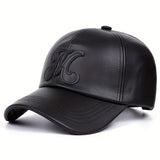 1 gorra de béisbol unisex estilo británico en piel PU, ajustable y transpirable para otoño e invierno